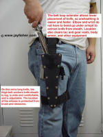 Tactical, combat, knife sheath extender descriptions, details, unsheathing knife