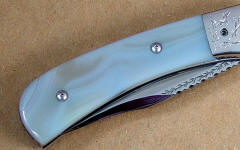 White Geodic Agate mounted on linerlock folding knife